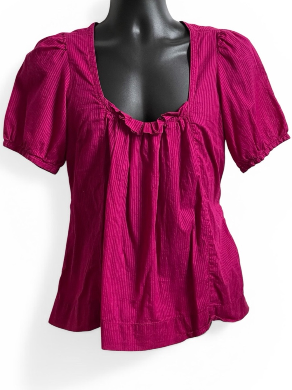 American Eagle Fuchsia Peasant Blouse Baby Doll Tie Back Size 8